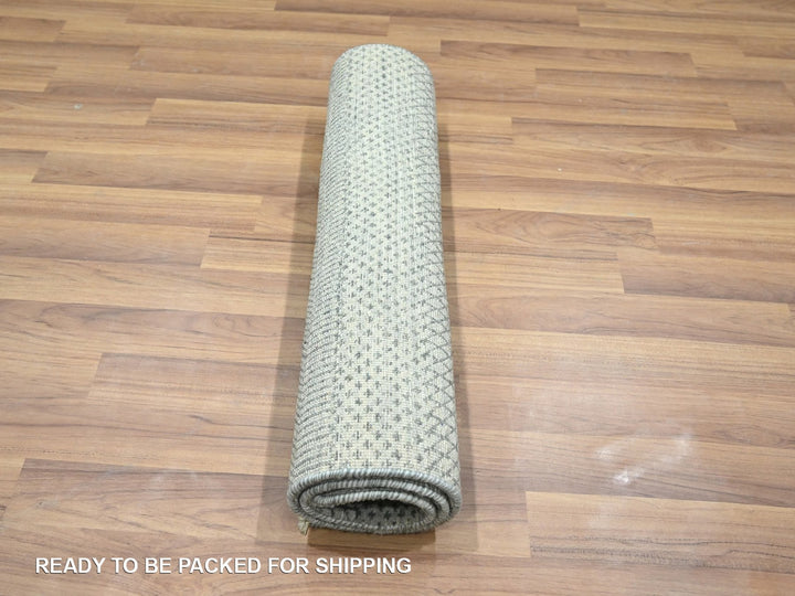 2'0" x 3'0" New Hand Knotted Grey Wool & Silk Rectangle Oriental Rug - MOA10276491