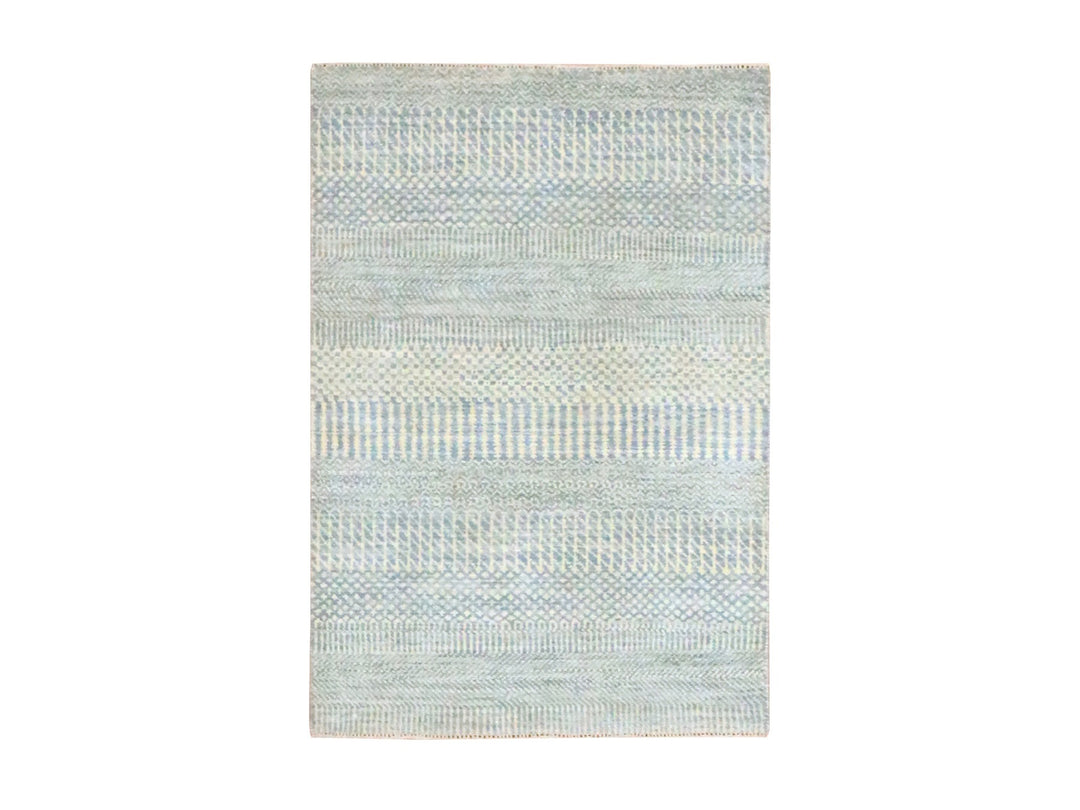 2'0" x 3'0" New Hand Knotted Grey Wool & Silk Rectangle Oriental Rug - MOA10276492