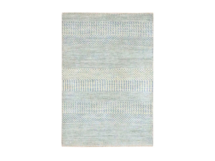 2'0" x 3'0" New Hand Knotted Grey Wool & Silk Rectangle Oriental Rug - MOA10276492