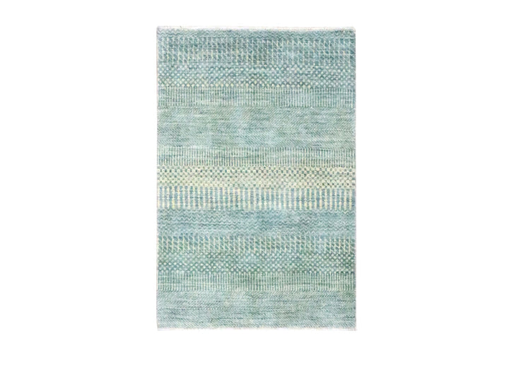 2'0" x 3'0" New Hand Knotted Grey Wool & Silk Rectangle Oriental Rug - MOA10276493