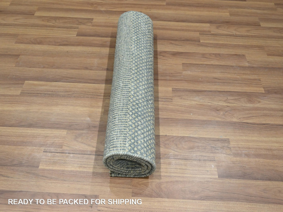 2'0" x 3'0" New Hand Knotted Grey Wool & Silk Rectangle Oriental Rug - MOA10276493