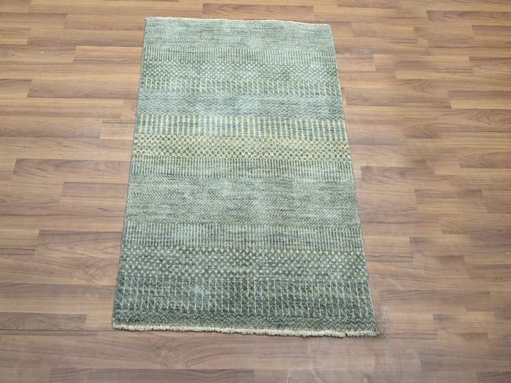 2'0" x 3'0" New Hand Knotted Grey Wool & Silk Rectangle Oriental Rug - MOA10276494