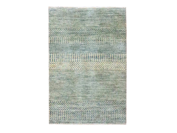 2'0" x 3'0" New Hand Knotted Grey Wool & Silk Rectangle Oriental Rug - MOA10276495