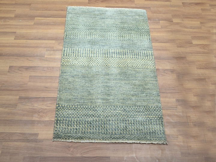 2'0" x 3'0" New Hand Knotted Grey Wool & Silk Rectangle Oriental Rug - MOA10276495