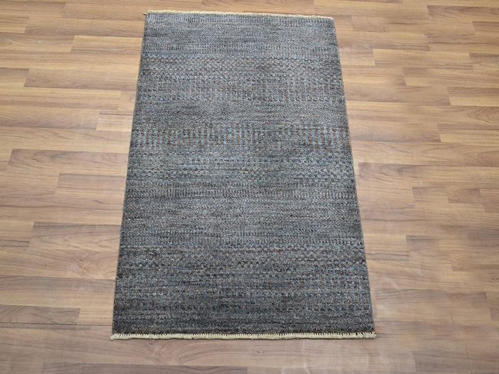 2'0" x 3'0" New Hand Knotted Grey Wool & Silk Rectangle Oriental Rug - MOA10276496