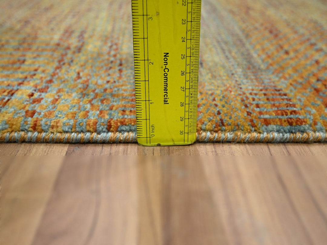 2'0" x 3'0" New Hand Knotted Orange Wool & Silk Rectangle Oriental Rug - MOA10276497