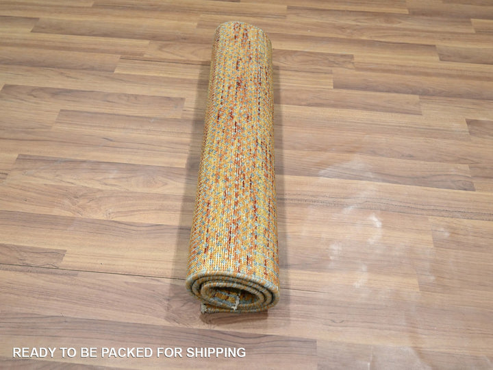2'0" x 3'0" New Hand Knotted Orange Wool & Silk Rectangle Oriental Rug - MOA10276497