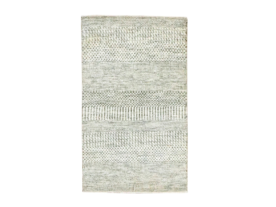 2'0" x 3'0" New Hand Knotted Ivory Wool & Silk Rectangle Oriental Rug - MOA10276498