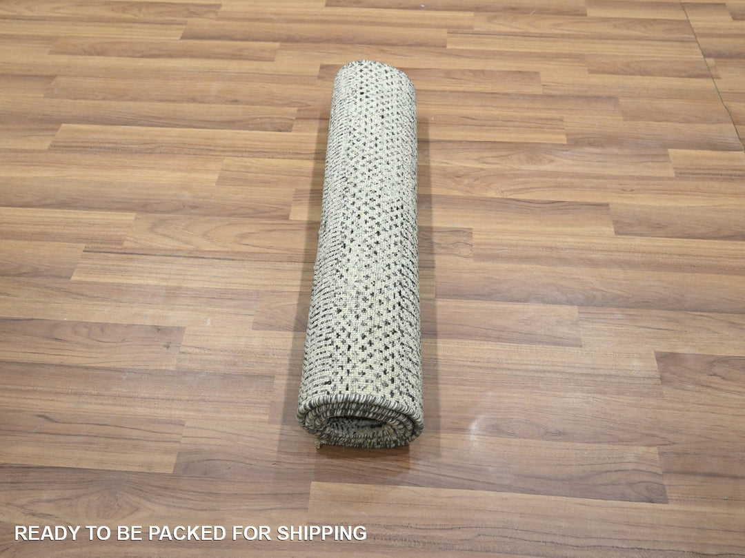 2'0" x 3'0" New Hand Knotted Ivory Wool & Silk Rectangle Oriental Rug - MOA10276499
