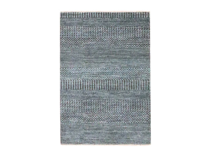 2'0" x 3'0" New Hand Knotted Grey Wool & Silk Rectangle Oriental Rug - MOA10276502