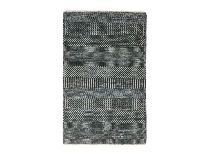 2'0" x 3'0" New Hand Knotted Grey Wool & Silk Rectangle Oriental Rug - MOA10276503
