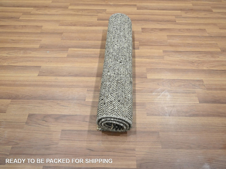 2'0" x 3'0" New Hand Knotted Grey Wool & Silk Rectangle Oriental Rug - MOA10276505