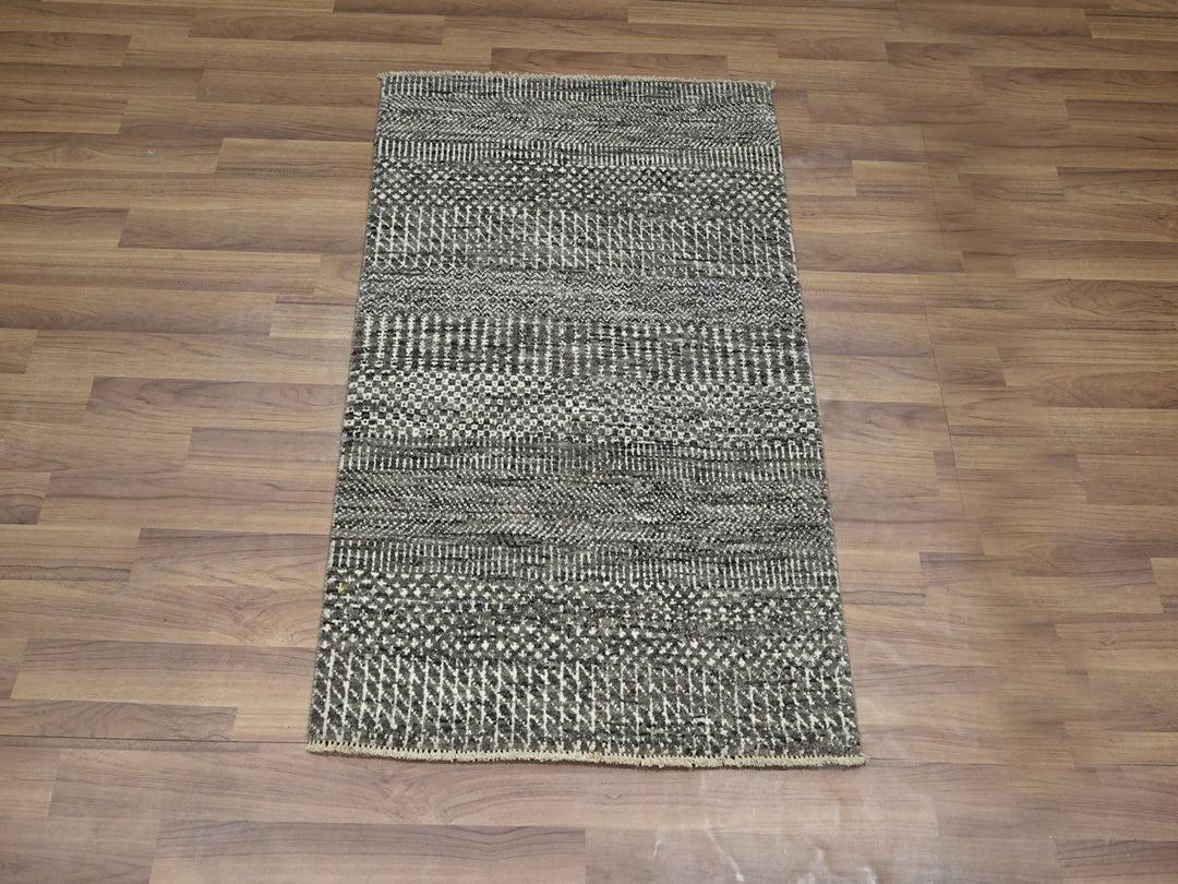 2'0" x 3'0" New Hand Knotted Brown Wool & Silk Rectangle Oriental Rug - MOA10276507