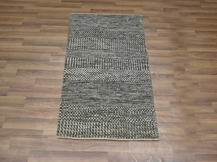 2'0" x 3'0" New Hand Knotted Brown Wool & Silk Rectangle Oriental Rug - MOA10276507
