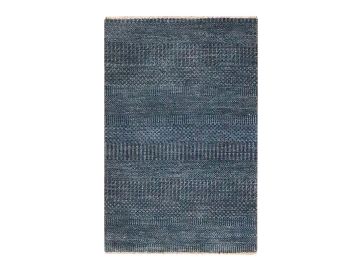 2'0" x 3'0" New Hand Knotted Blue Wool & Silk Rectangle Oriental Rug - MOA10276509