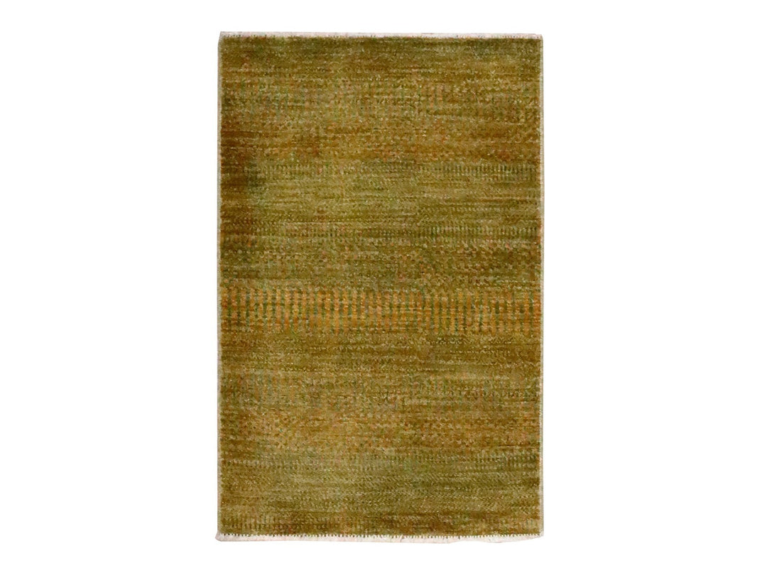 2'0" x 3'0" New Hand Knotted Brown Wool & Silk Rectangle Oriental Rug - MOA10276510