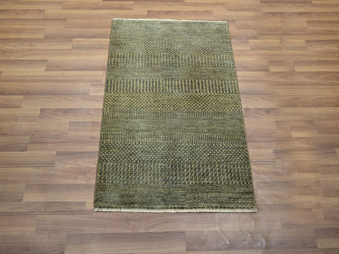 2'0" x 3'0" New Hand Knotted Brown Wool & Silk Rectangle Oriental Rug - MOA10276512