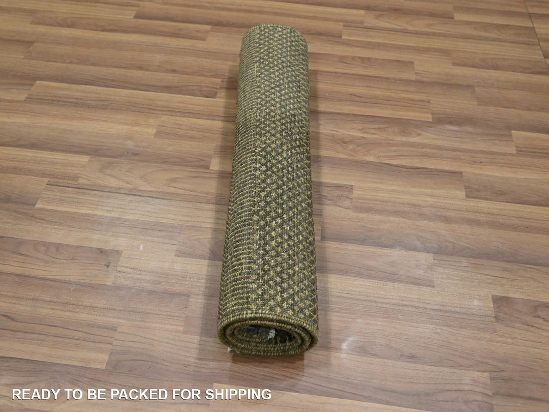 2'0" x 3'0" New Hand Knotted Brown Wool & Silk Rectangle Oriental Rug - MOA10276512