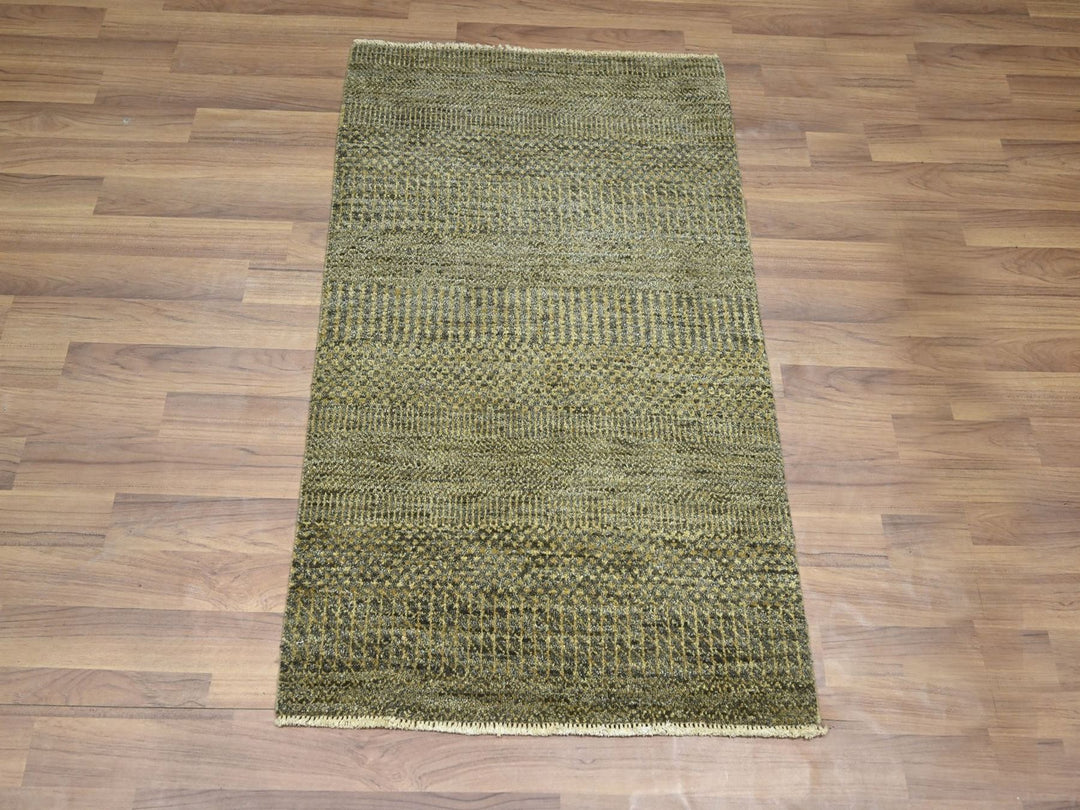 2'0" x 3'0" New Hand Knotted Brown Wool & Silk Rectangle Oriental Rug - MOA10276513