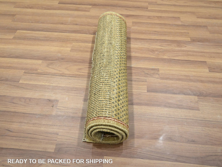 2'0" x 3'0" New Hand Knotted Brown Wool & Silk Rectangle Oriental Rug - MOA10276515