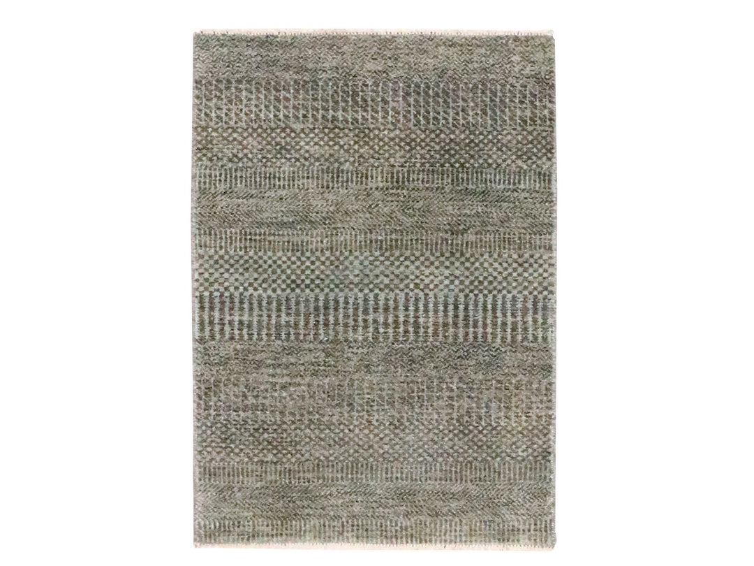 2'0" x 3'0" New Hand Knotted Brown Wool & Silk Rectangle Oriental Rug - MOA10276517