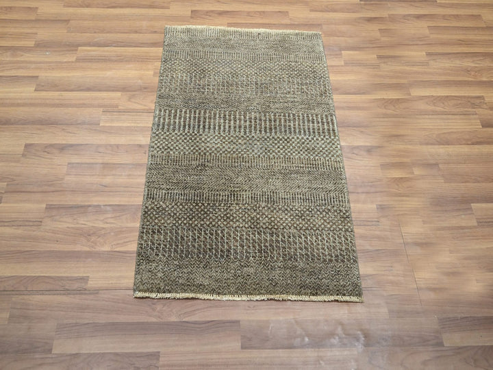 2'0" x 3'0" New Hand Knotted Brown Wool & Silk Rectangle Oriental Rug - MOA10276517