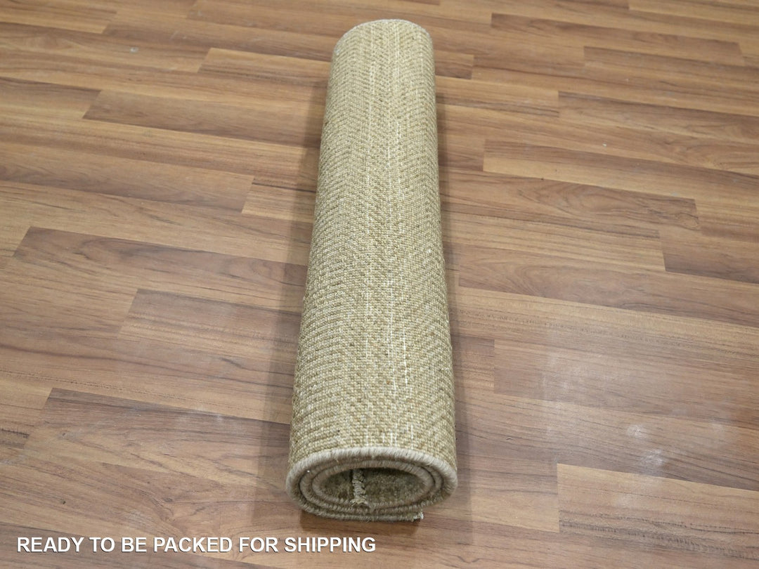 2'0" x 3'0" New Hand Knotted Brown Wool & Silk Rectangle Oriental Rug - MOA10276518