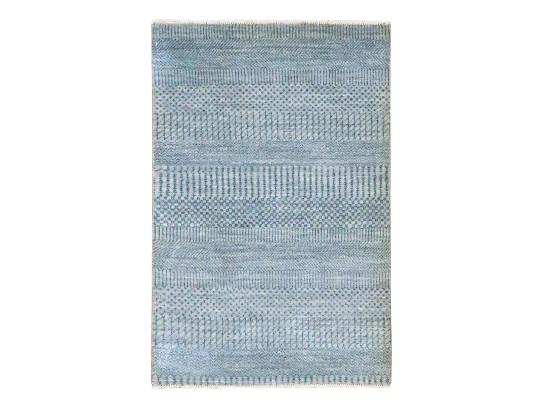 2'0" x 3'0" New Hand Knotted Blue Wool & Silk Rectangle Oriental Rug - MOA10276520
