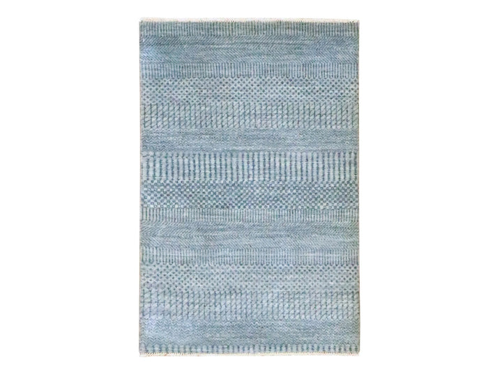 2'0" x 3'0" New Hand Knotted Blue Wool & Silk Rectangle Oriental Rug - MOA10276520