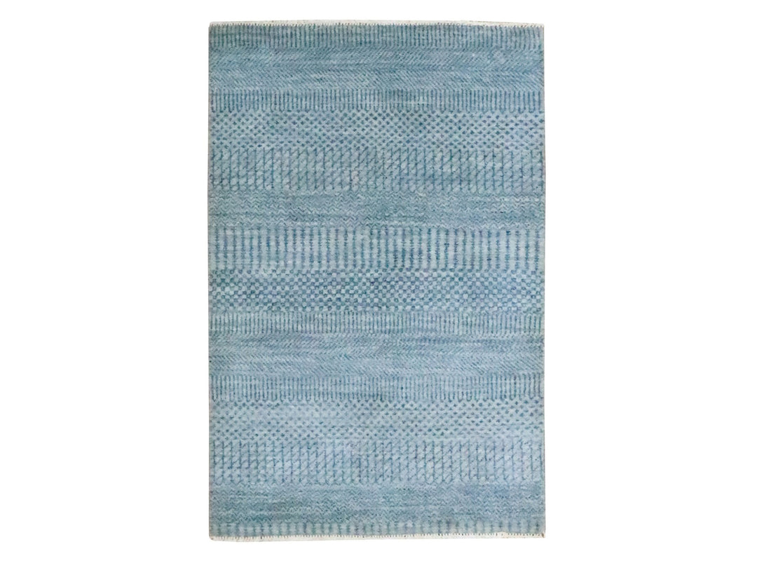 2'0" x 3'0" New Hand Knotted Blue Wool & Silk Rectangle Oriental Rug - MOA10276521