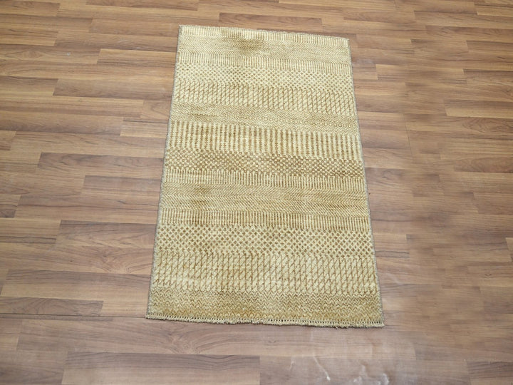 2'0" x 3'0" New Hand Knotted Brown Wool & Silk Rectangle Oriental Rug - MOA10276522