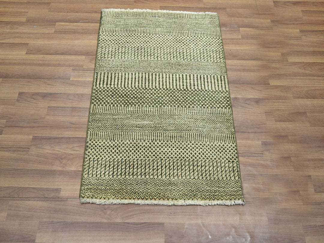 2'0" x 3'0" New Hand Knotted Beige Wool & Silk Rectangle Oriental Rug - MOA10276523