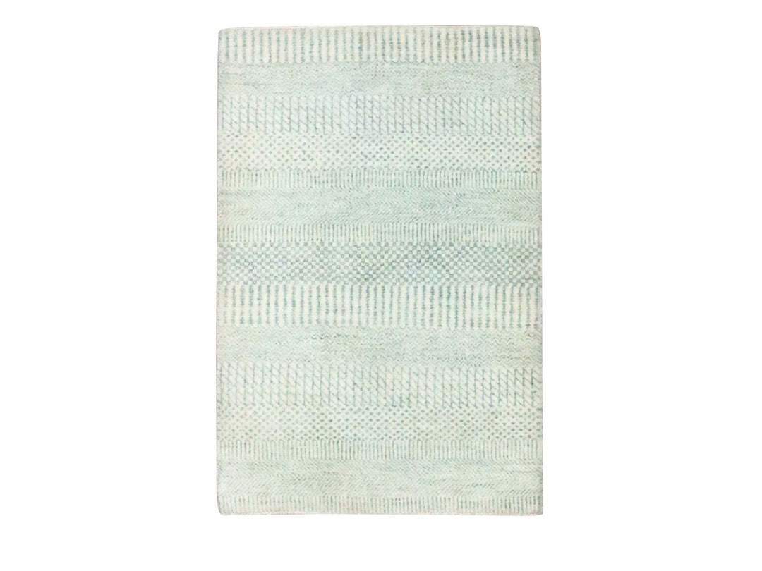 2'0" x 3'0" New Hand Knotted Ivory Wool & Silk Rectangle Oriental Rug - MOA10276524