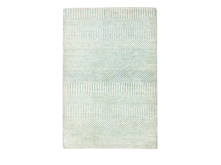 2'0" x 3'0" New Hand Knotted Ivory Wool & Silk Rectangle Oriental Rug - MOA10276524