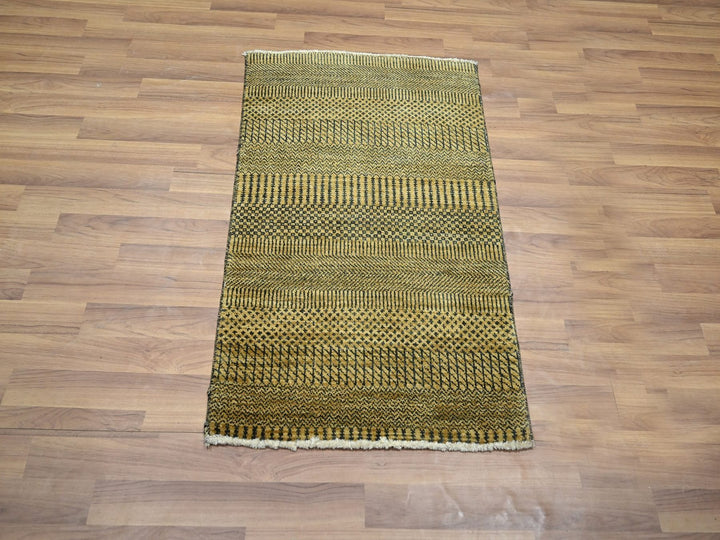 2'0" x 3'0" New Hand Knotted Brown Wool & Silk Rectangle Oriental Rug - MOA10276529
