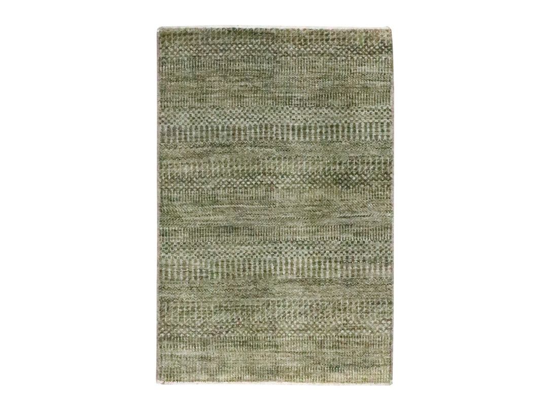 2'0" x 3'0" New Hand Knotted Brown Wool & Silk Rectangle Oriental Rug - MOA10276530
