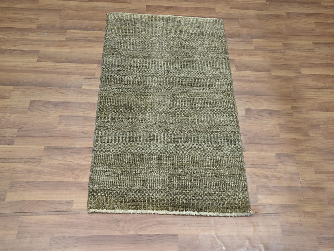 2'0" x 3'0" New Hand Knotted Brown Wool & Silk Rectangle Oriental Rug - MOA10276530