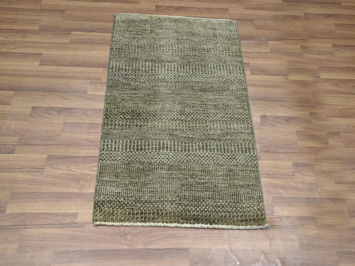 2'0" x 3'0" New Hand Knotted Brown Wool & Silk Rectangle Oriental Rug - MOA10276530