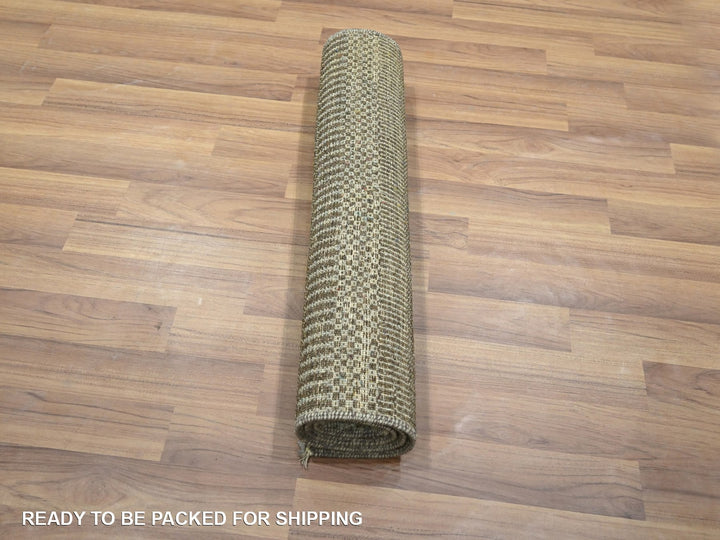 2'0" x 3'0" New Hand Knotted Brown Wool & Silk Rectangle Oriental Rug - MOA10276530