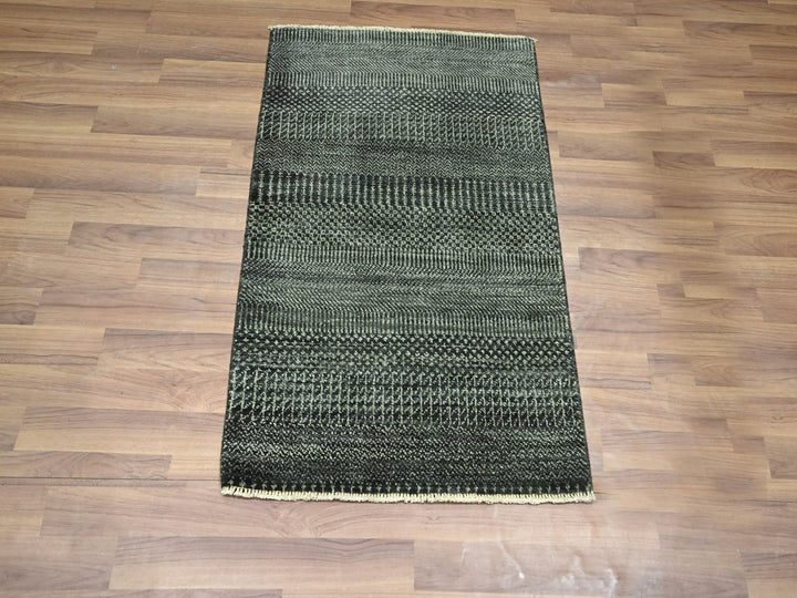 2'0" x 3'0" New Hand Knotted Green Wool & Silk Rectangle Oriental Rug - MOA10276531