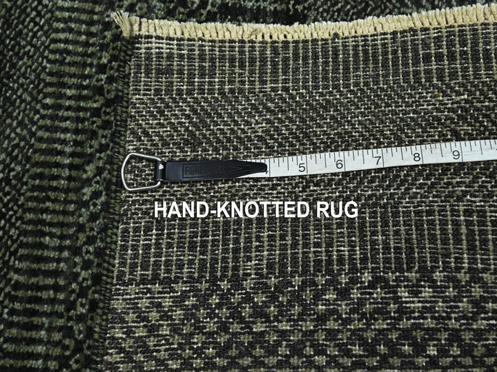2'0" x 3'0" New Hand Knotted Green Wool & Silk Rectangle Oriental Rug - MOA10276531