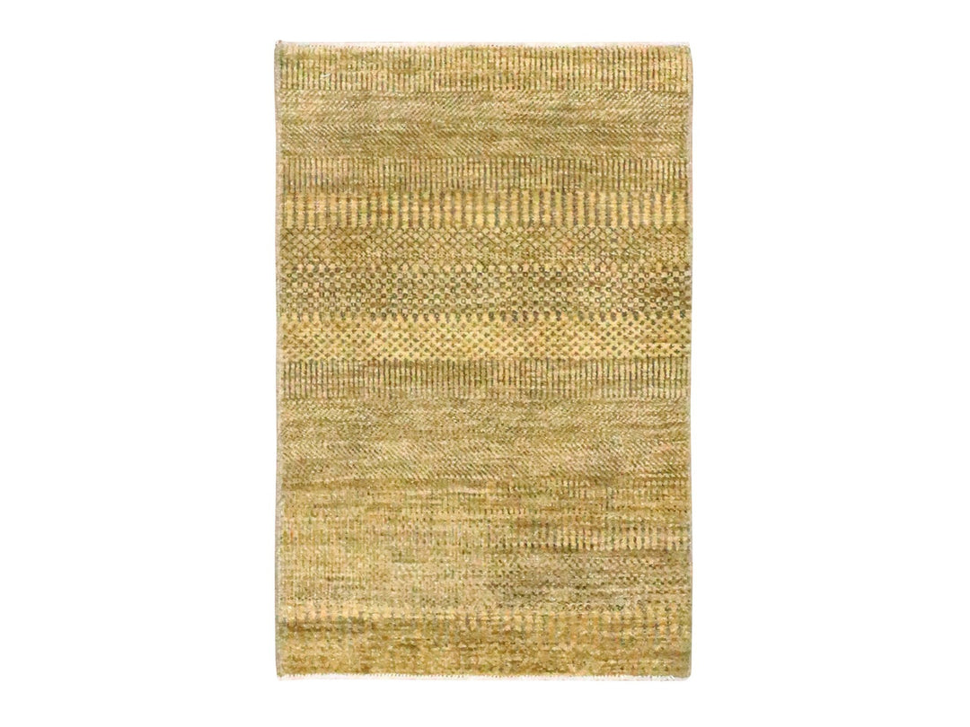 2'0" x 3'0" New Hand Knotted Brown Wool & Silk Rectangle Oriental Rug - MOA10276532