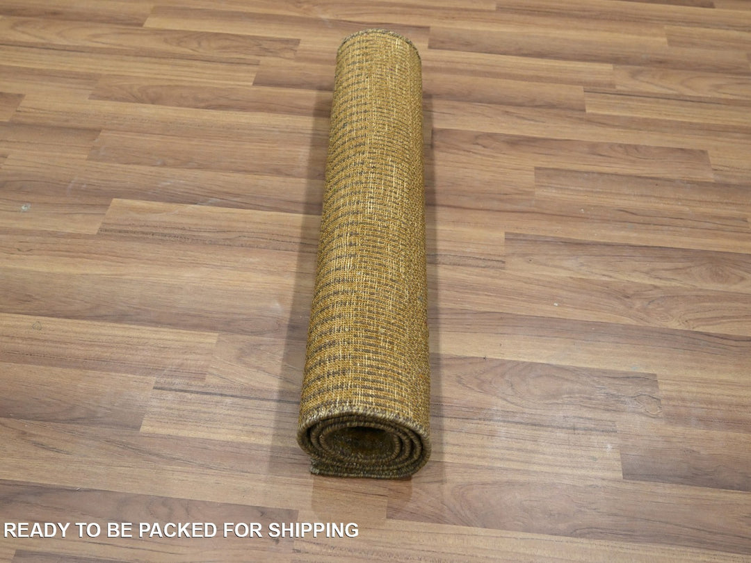 2'0" x 3'0" New Hand Knotted Brown Wool & Silk Rectangle Oriental Rug - MOA10276532
