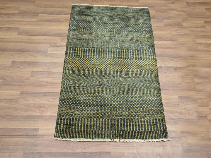 2'0" x 3'0" New Hand Knotted Black Wool & Silk Rectangle Oriental Rug - MOA10276533