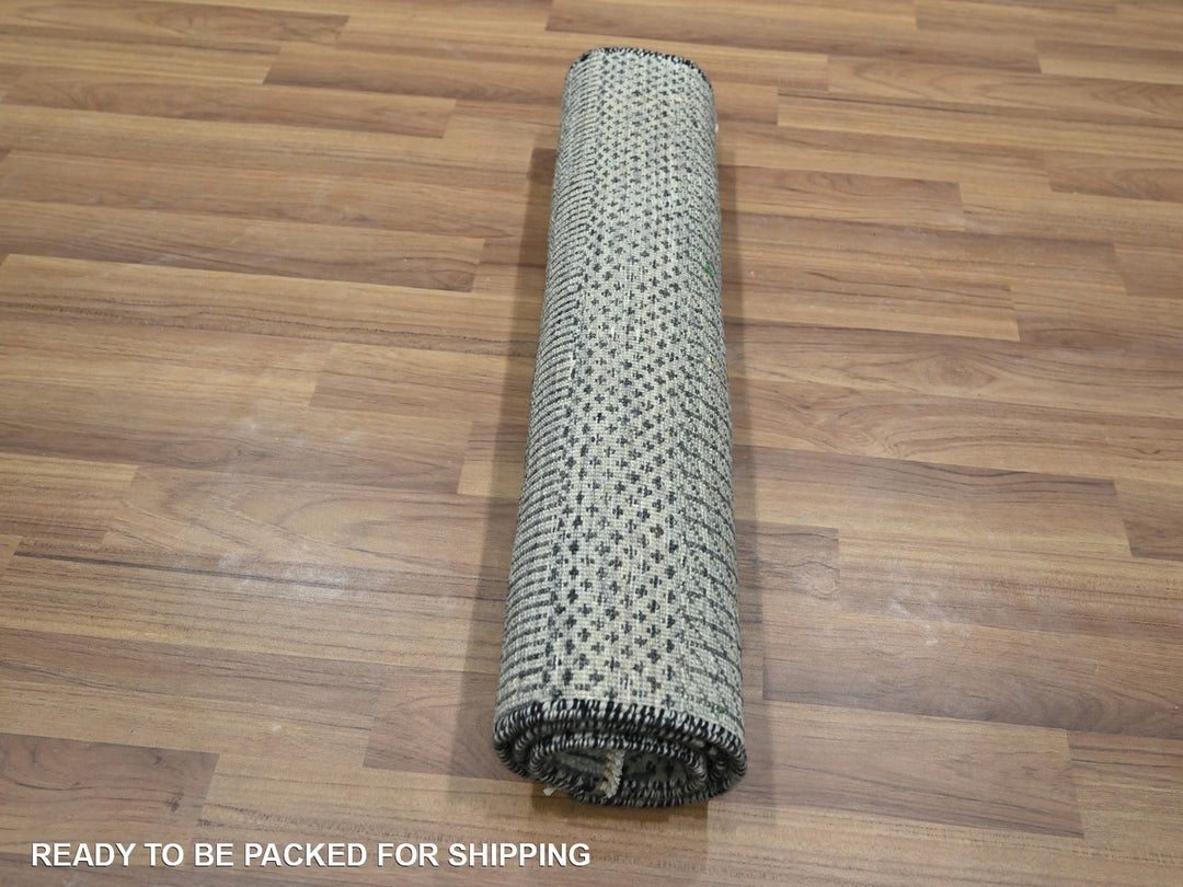 2'0" x 3'0" New Hand Knotted Grey Wool & Silk Rectangle Oriental Rug - MOA10276534
