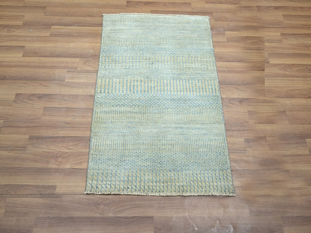 2'0" x 3'0" New Hand Knotted Blue Wool & Silk Rectangle Oriental Rug - MOA10276535