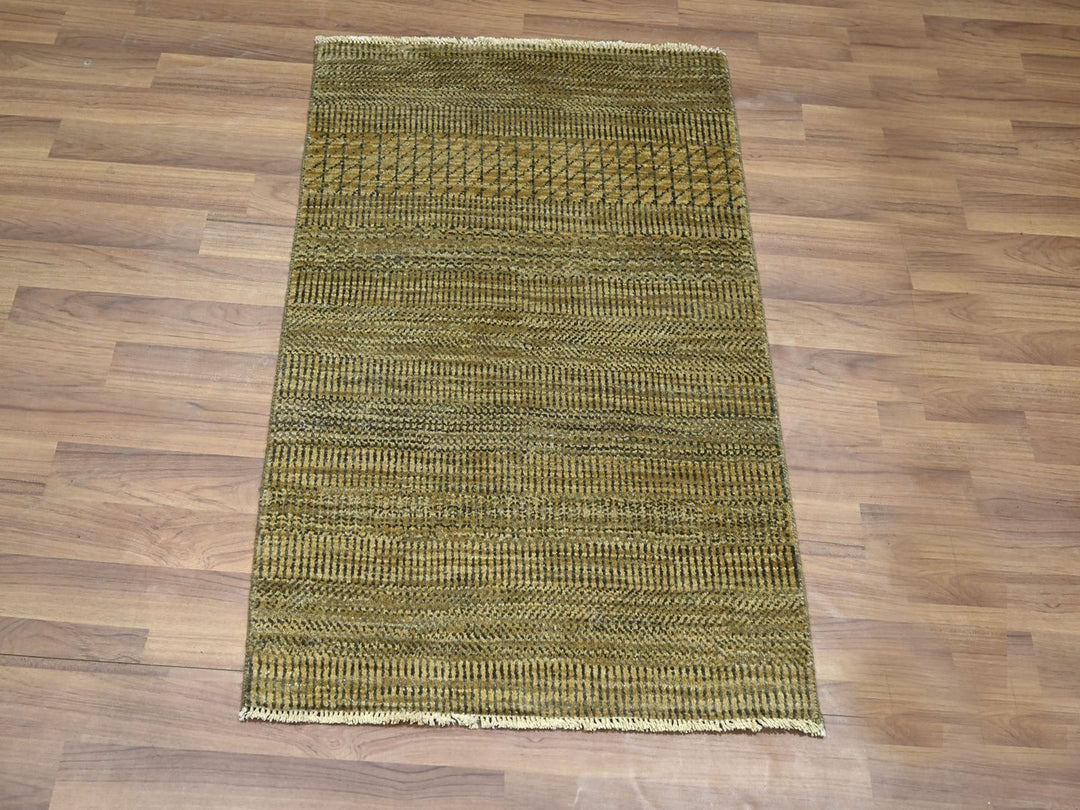 2'0" x 3'0" New Hand Knotted Brown Wool & Silk Rectangle Oriental Rug - MOA10276536