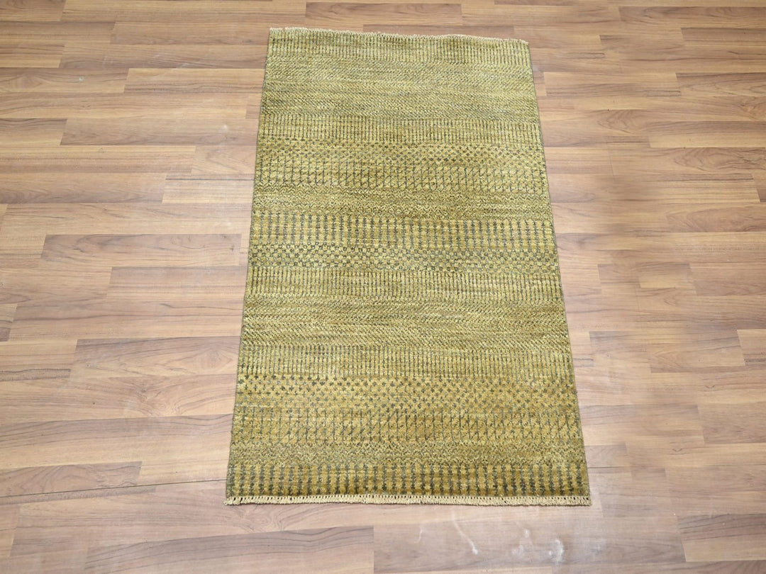 2'0" x 3'0" New Hand Knotted Brown Wool & Silk Rectangle Oriental Rug - MOA10276537