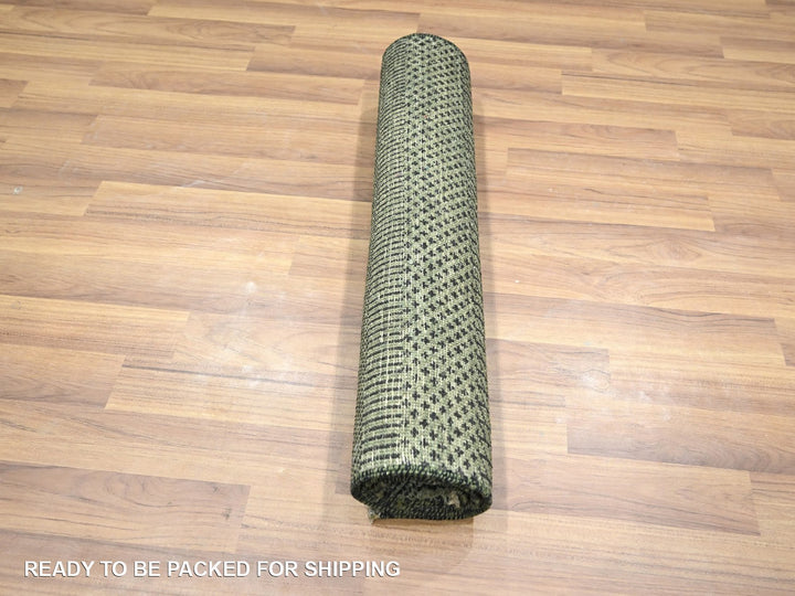 2'0" x 3'0" New Hand Knotted Green Wool & Silk Rectangle Oriental Rug - MOA10276538