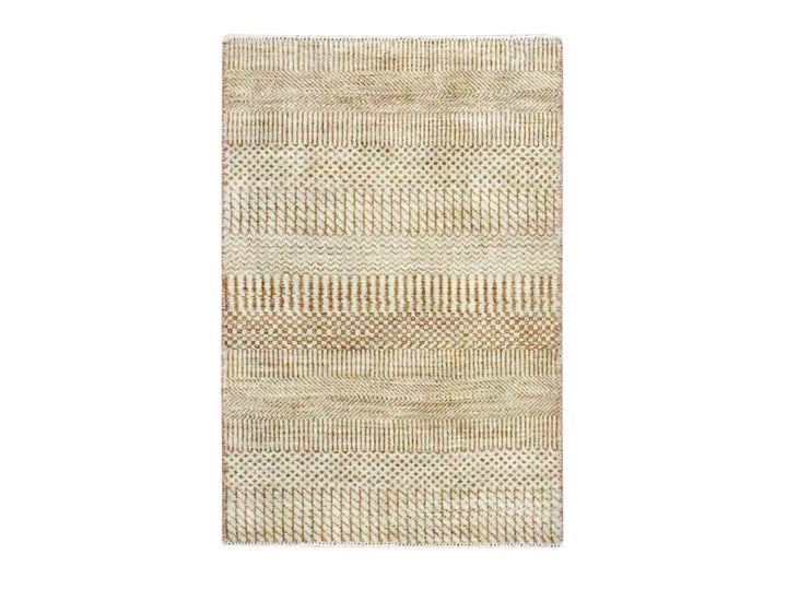 2'0" x 3'0" New Hand Knotted Beige Wool & Silk Rectangle Oriental Rug - MOA10276539